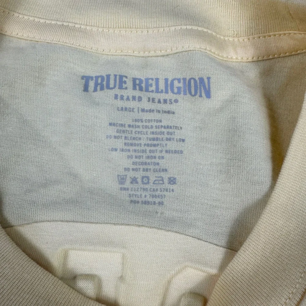 True Religion Mens Emboss Emblem‎ Tee, Panna Cotta Yellow, Large, NWT streetwear